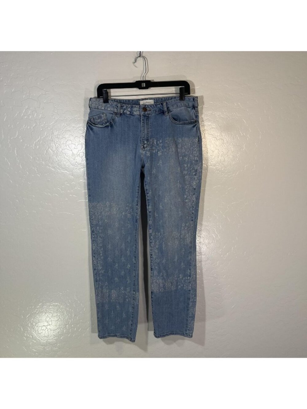 Sundance Jeans Womens 14 Blue Light Wash Mid Rise Straight Embroidered 34x28.5